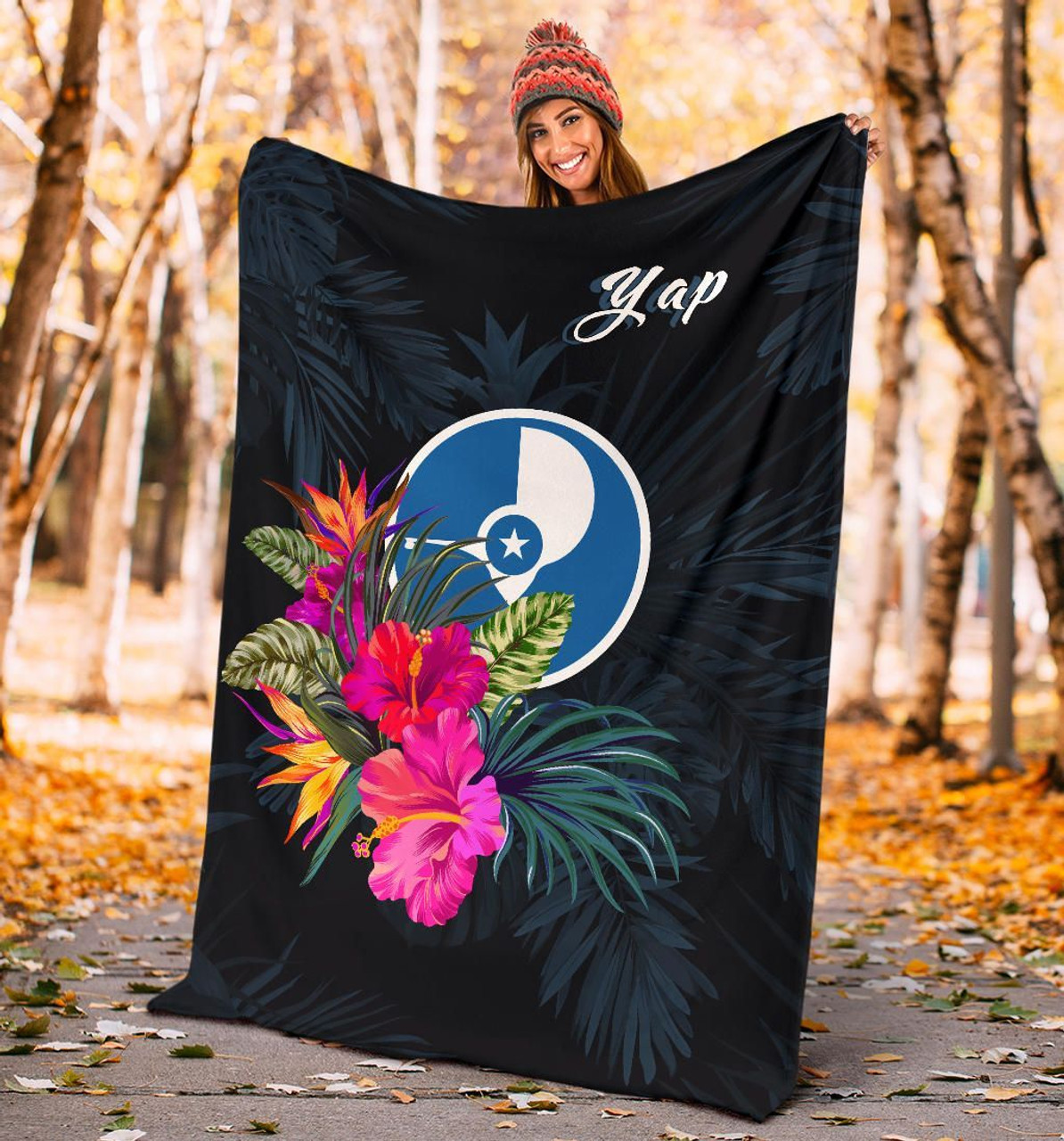 Yap Polynesian Premium Blanket - Tropical Flower 4