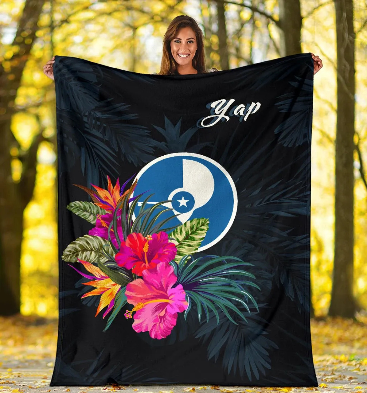 Yap Polynesian Premium Blanket - Tropical Flower 5