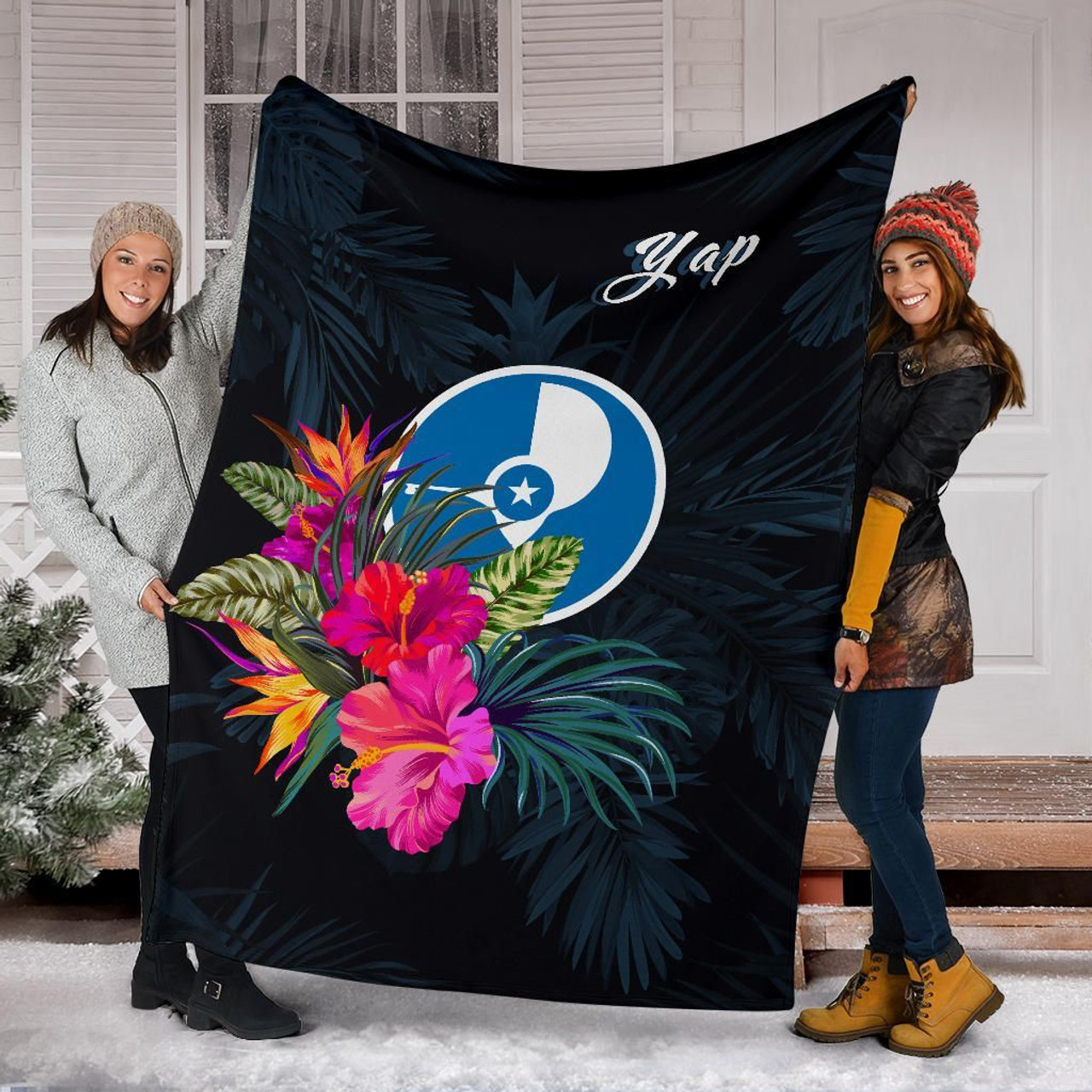 Yap Polynesian Premium Blanket - Tropical Flower 6