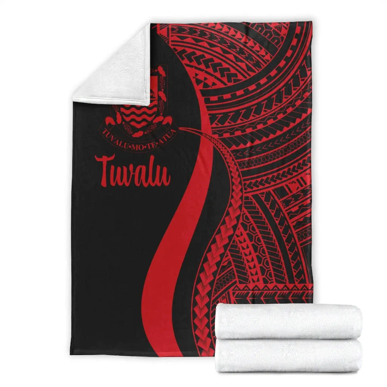 Tuvalu Premium Blanket - Red Polynesian Tentacle Tribal Pattern 7