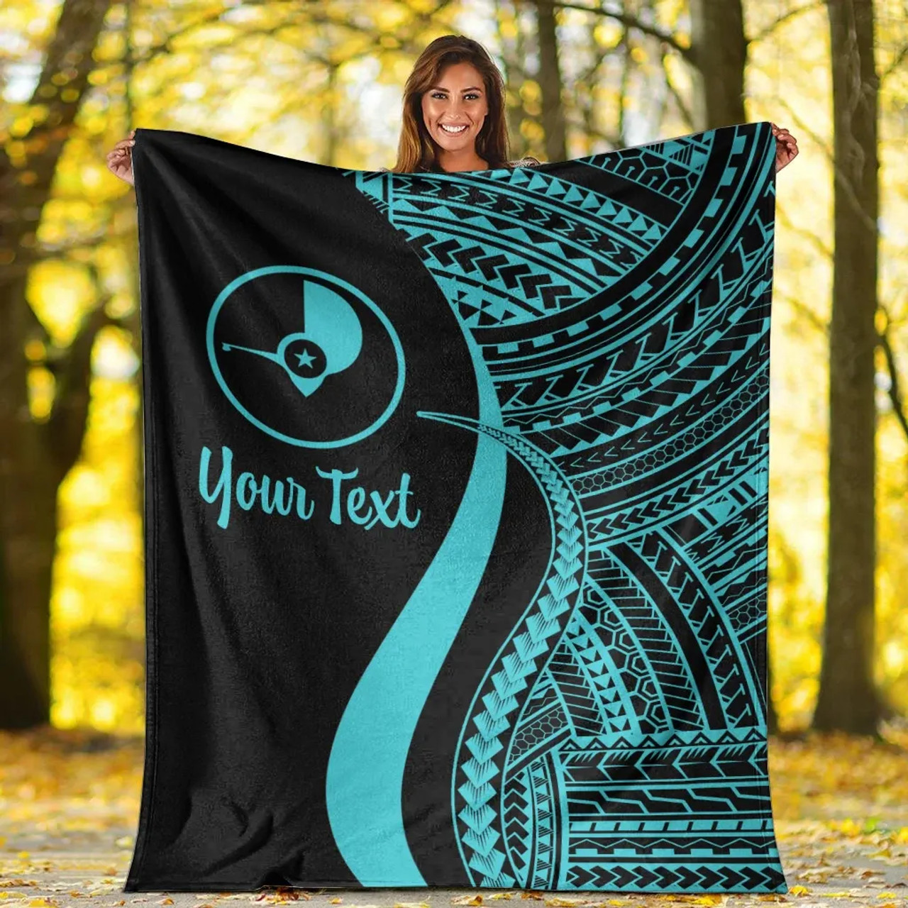 Yap Custom Personalised Premium Blanket - Turquoise Polynesian Tentacle Tribal Pattern 6