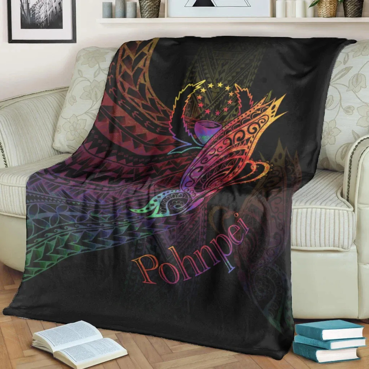 Pohnpei Premium Blanket - Butterfly Polynesian Style 2