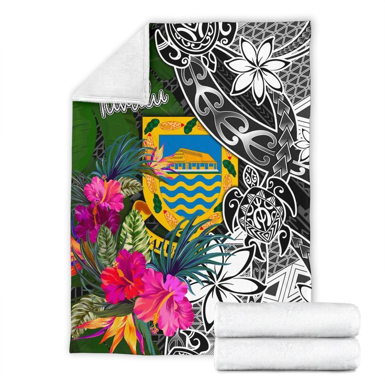 Tuvalu Premium Blanket - Turtle Plumeria Banana Leaf 7