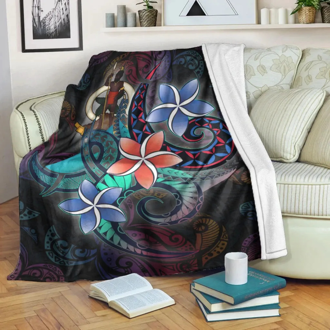 Vanuatu Premium Blanket - Plumeria Flowers Style 1