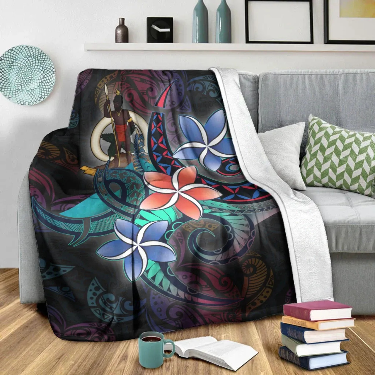 Vanuatu Premium Blanket - Plumeria Flowers Style 7