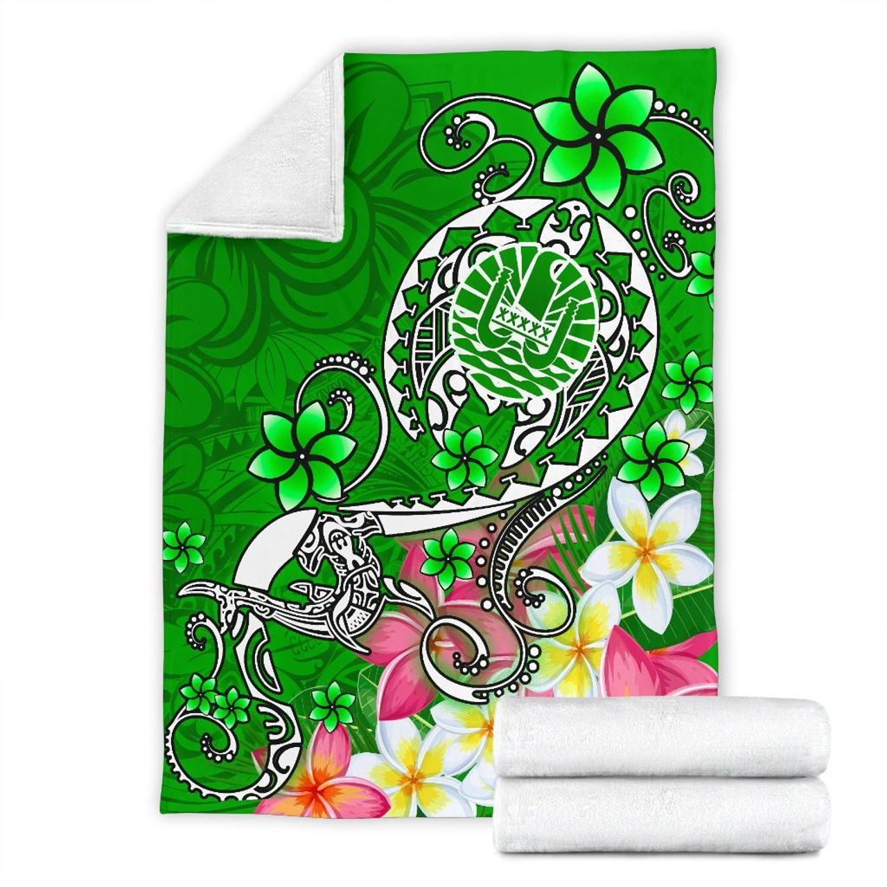 Tahiti Premium Blanket - Turtle Plumeria (Green) 7