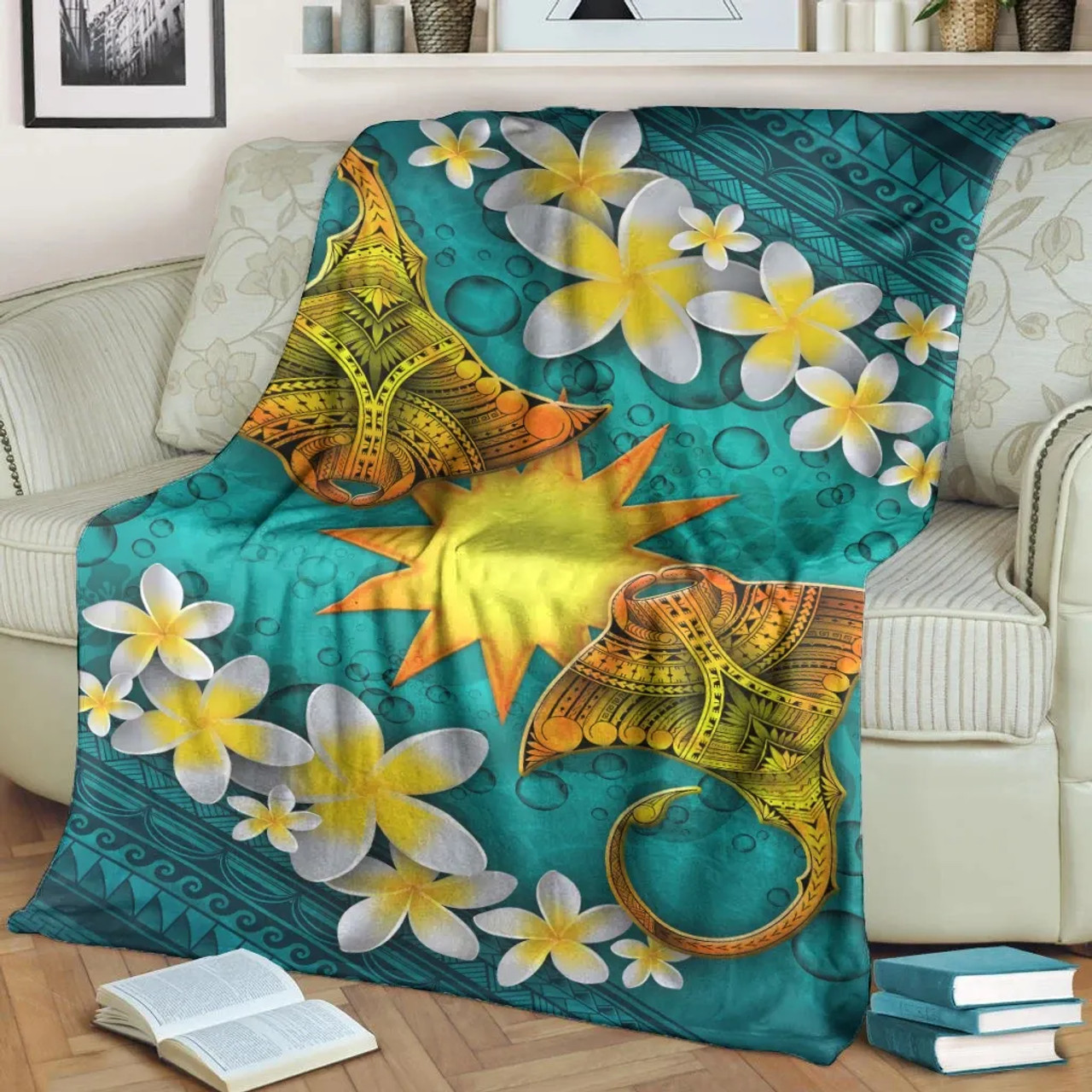 Nauru Polynesian Blanket - Manta Ray Ocean 2