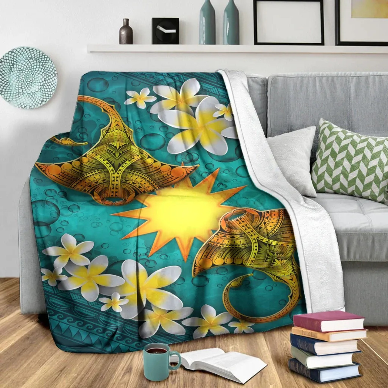 Nauru Polynesian Blanket - Manta Ray Ocean 3