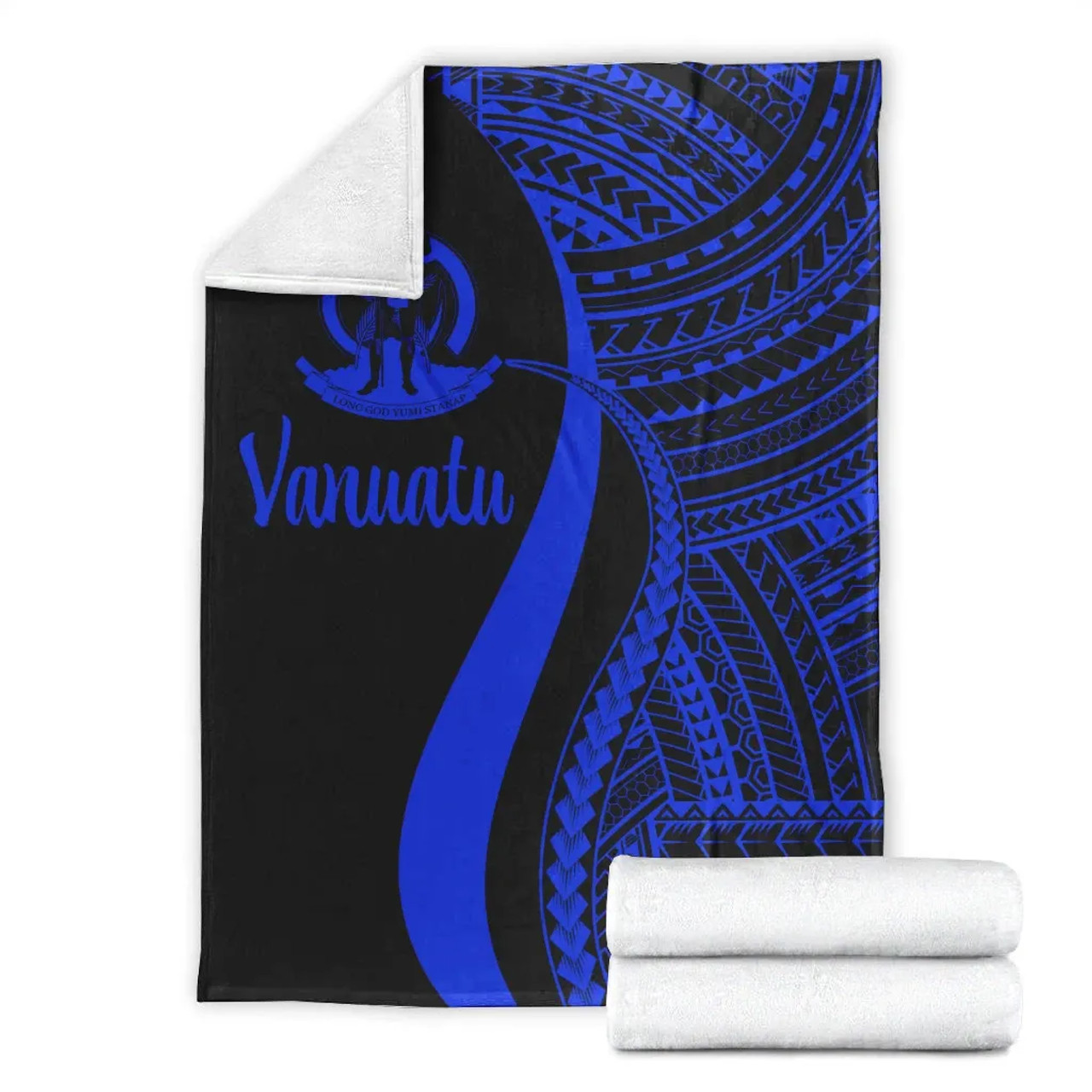 Vanuatu Premium Blanket - Blue Polynesian Tentacle Tribal Pattern 7