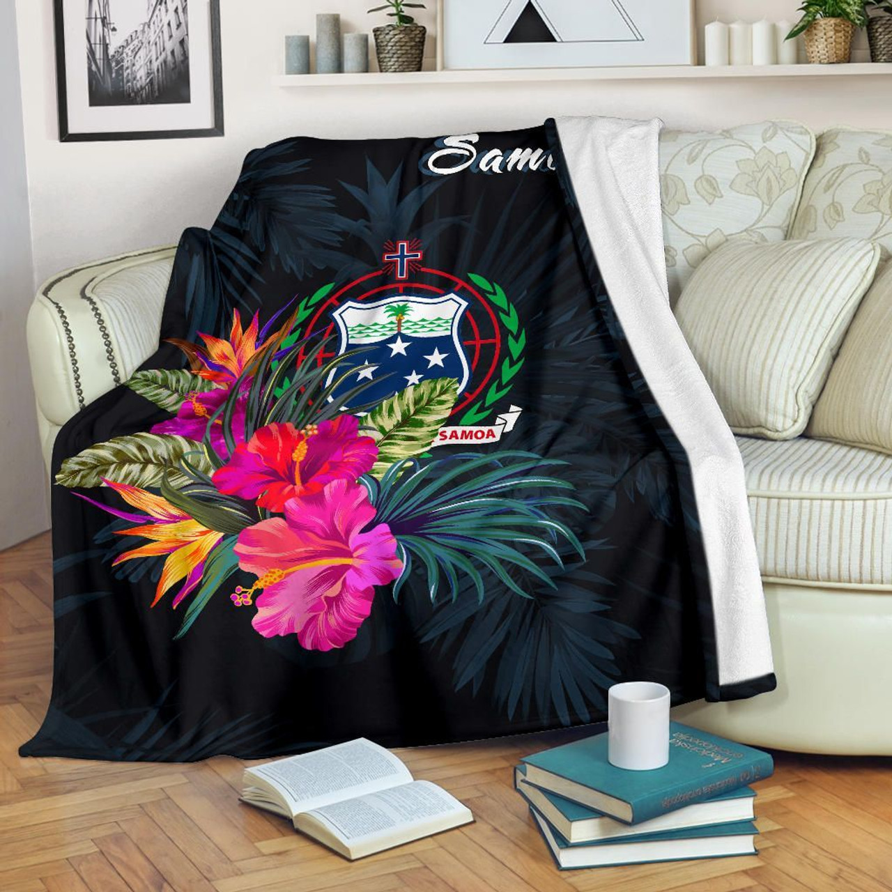 Samoa Polynesian Premium Blanket - Tropical Flower 1