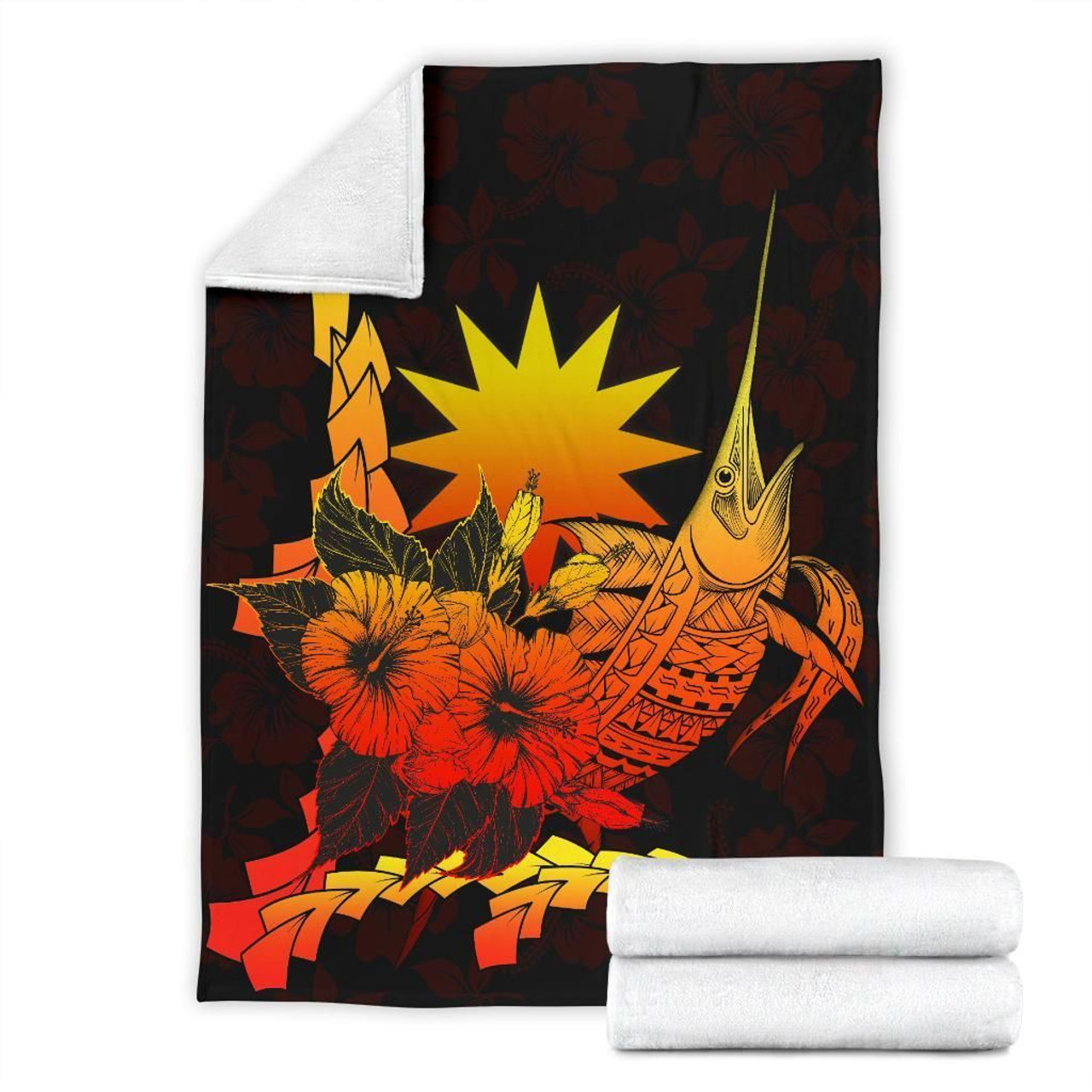 Nauru Polynesian Premium Blanket - Swordfish With Hibiscus 7