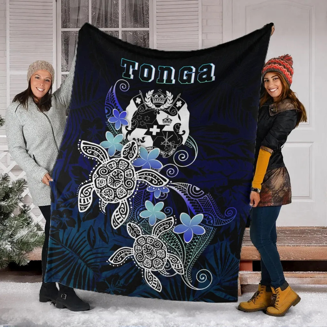 Tonga Polynesian Premium Blanket - Blue Turtle Couple 6