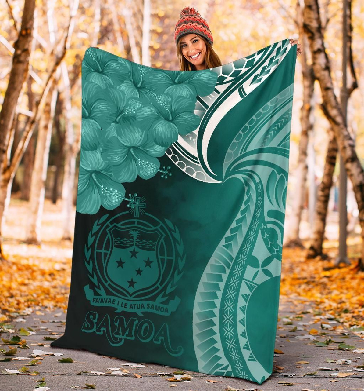 Samoa Premium Blanket - Samoa Seal Wave Style (Green) 4