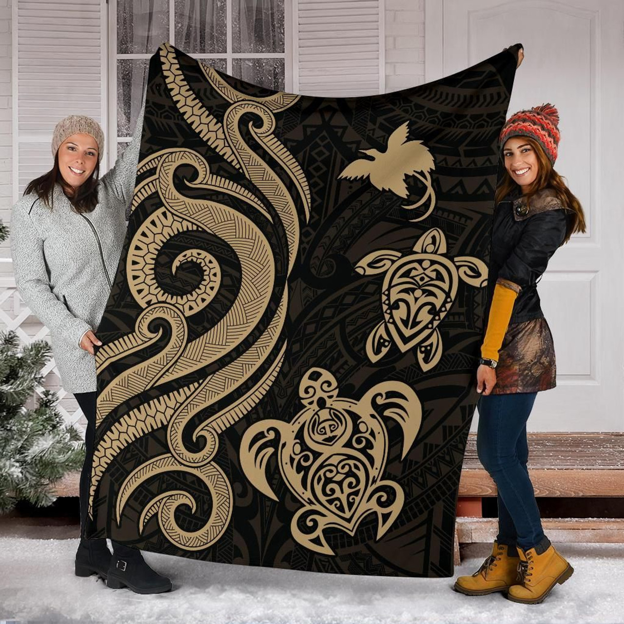 Papua New Guinea Premium Blanket - Gold Tentacle Turtle 6