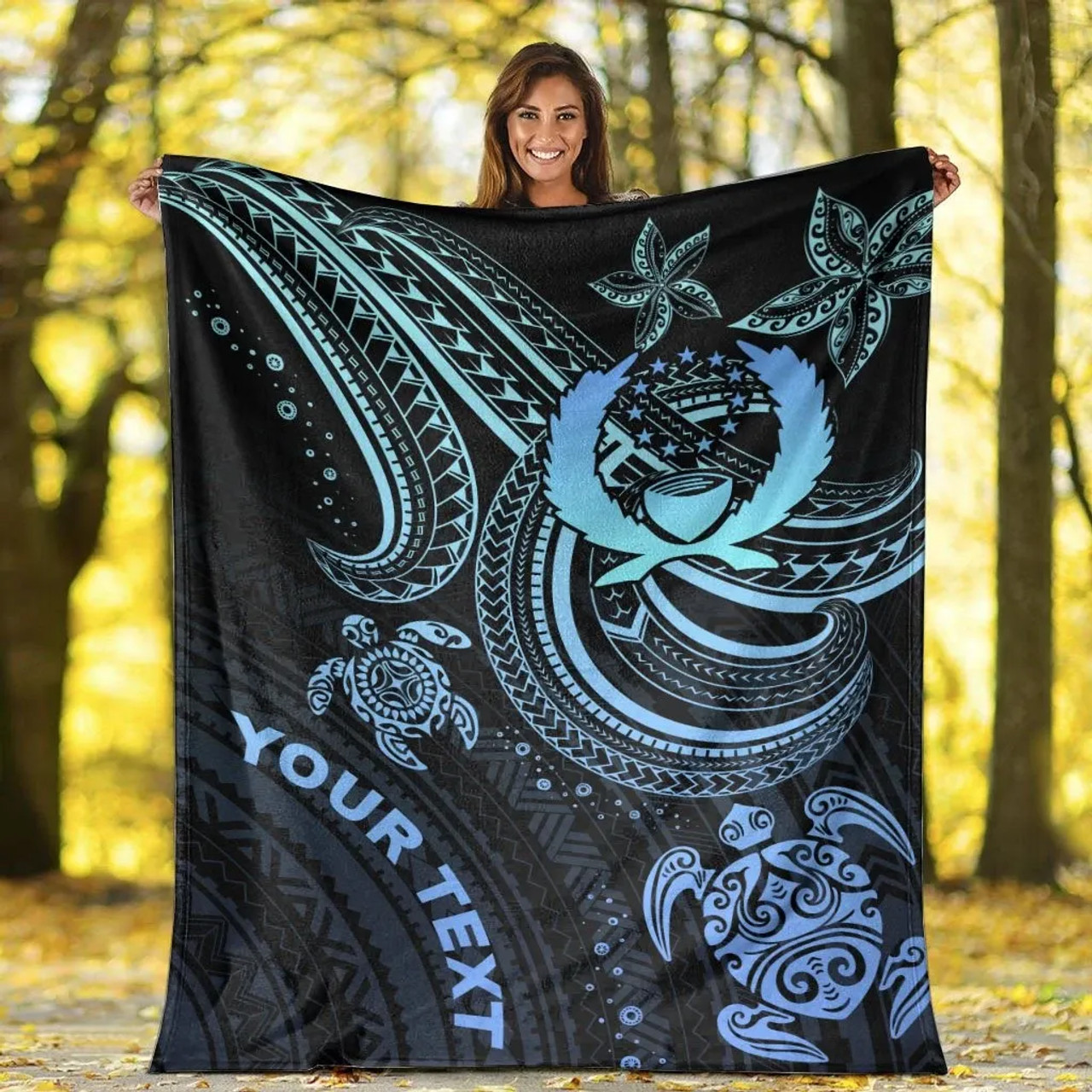 Pohnpei Custom Personalised Premium Blanket- Blue Turtle 5