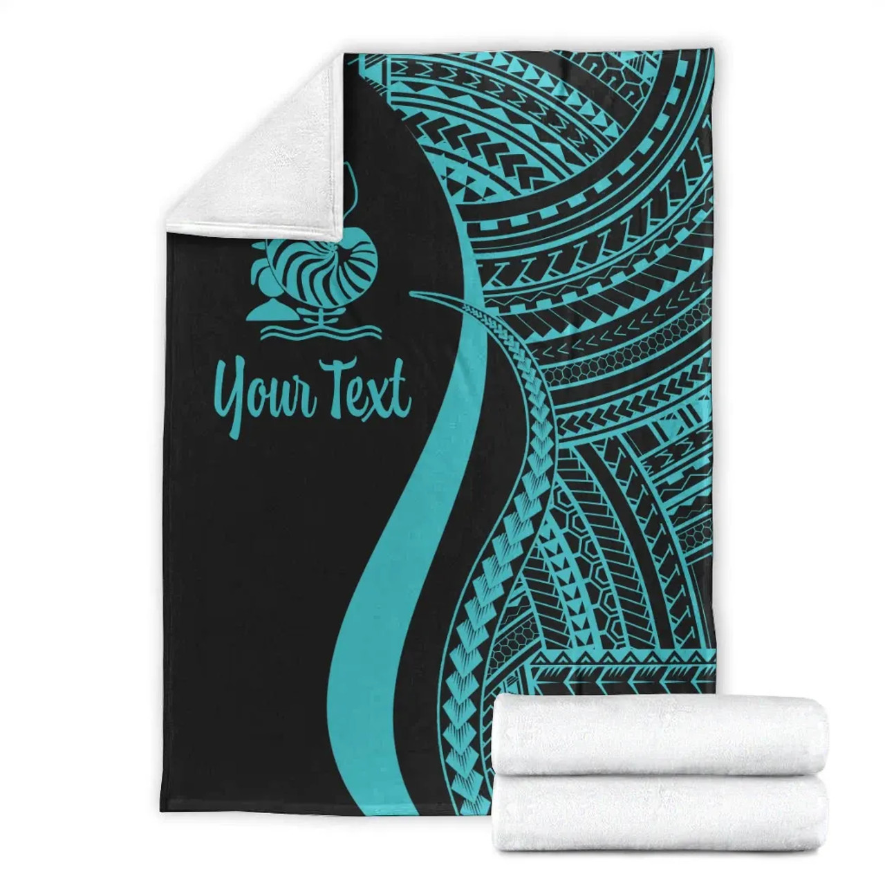 New Caledonia Custom Personalised Premium Blanket - Turquoise Polynesian Tentacle Tribal Pattern Crest 7