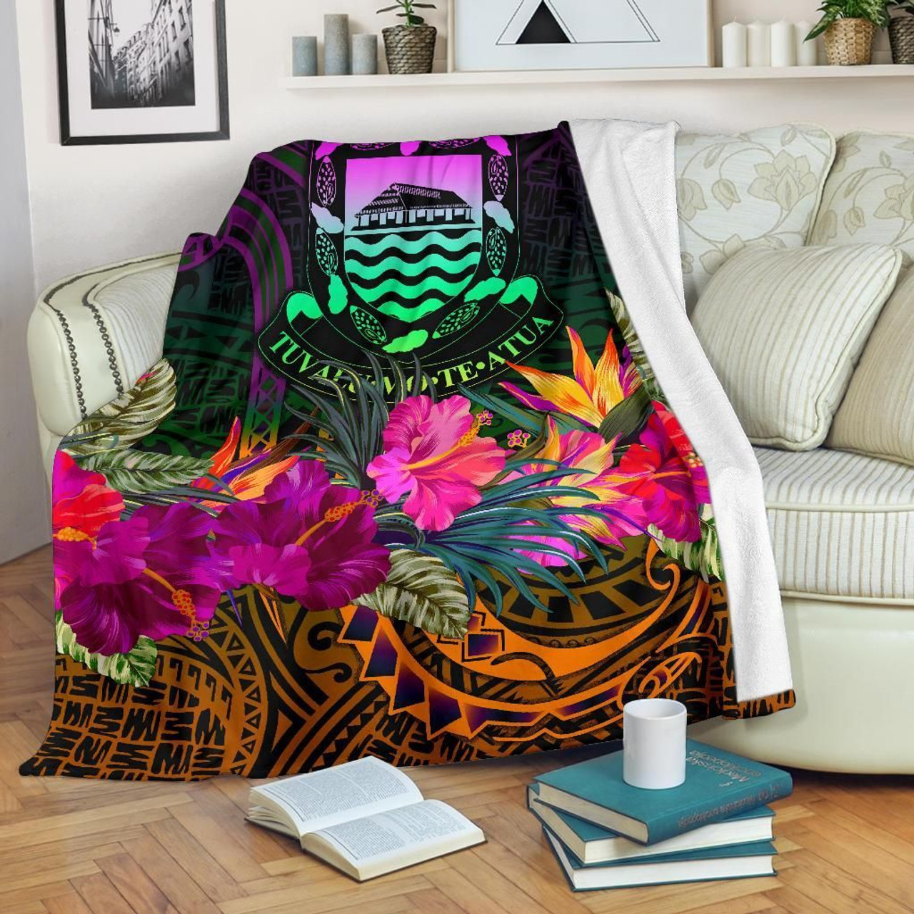 Tuvalu Premium Blanket - Summer Hibiscus 1