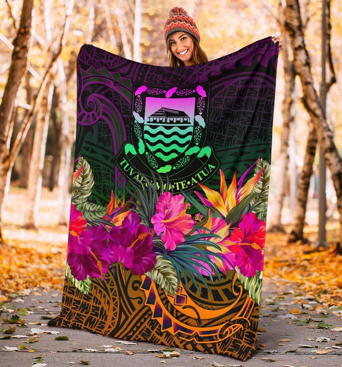 Tuvalu Premium Blanket - Summer Hibiscus 4