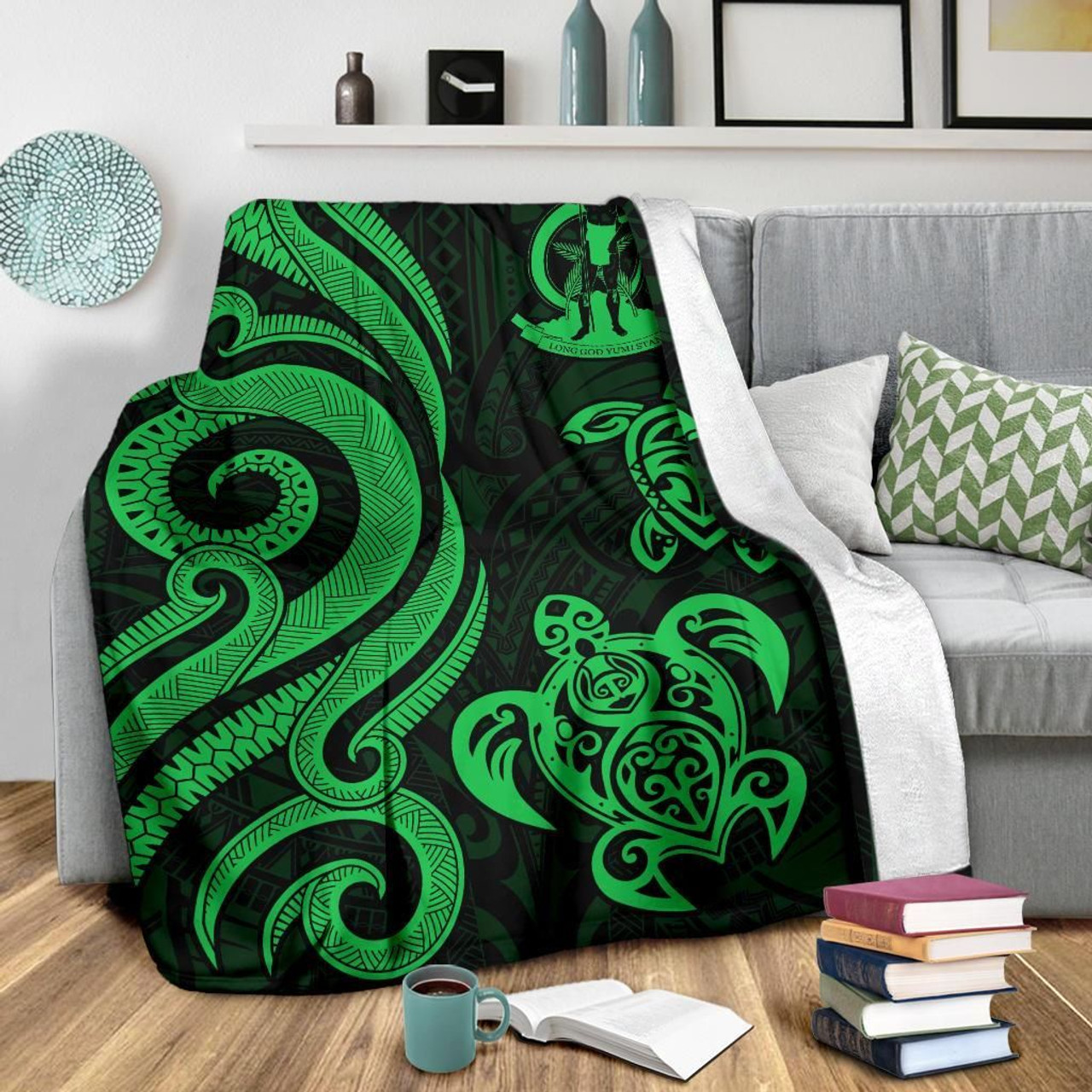 Vanuatu Premium Blanket - Green Tentacle Turtle 3