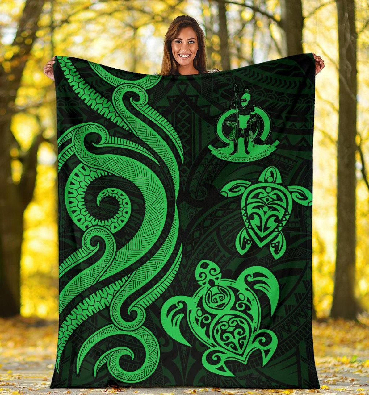 Vanuatu Premium Blanket - Green Tentacle Turtle 5