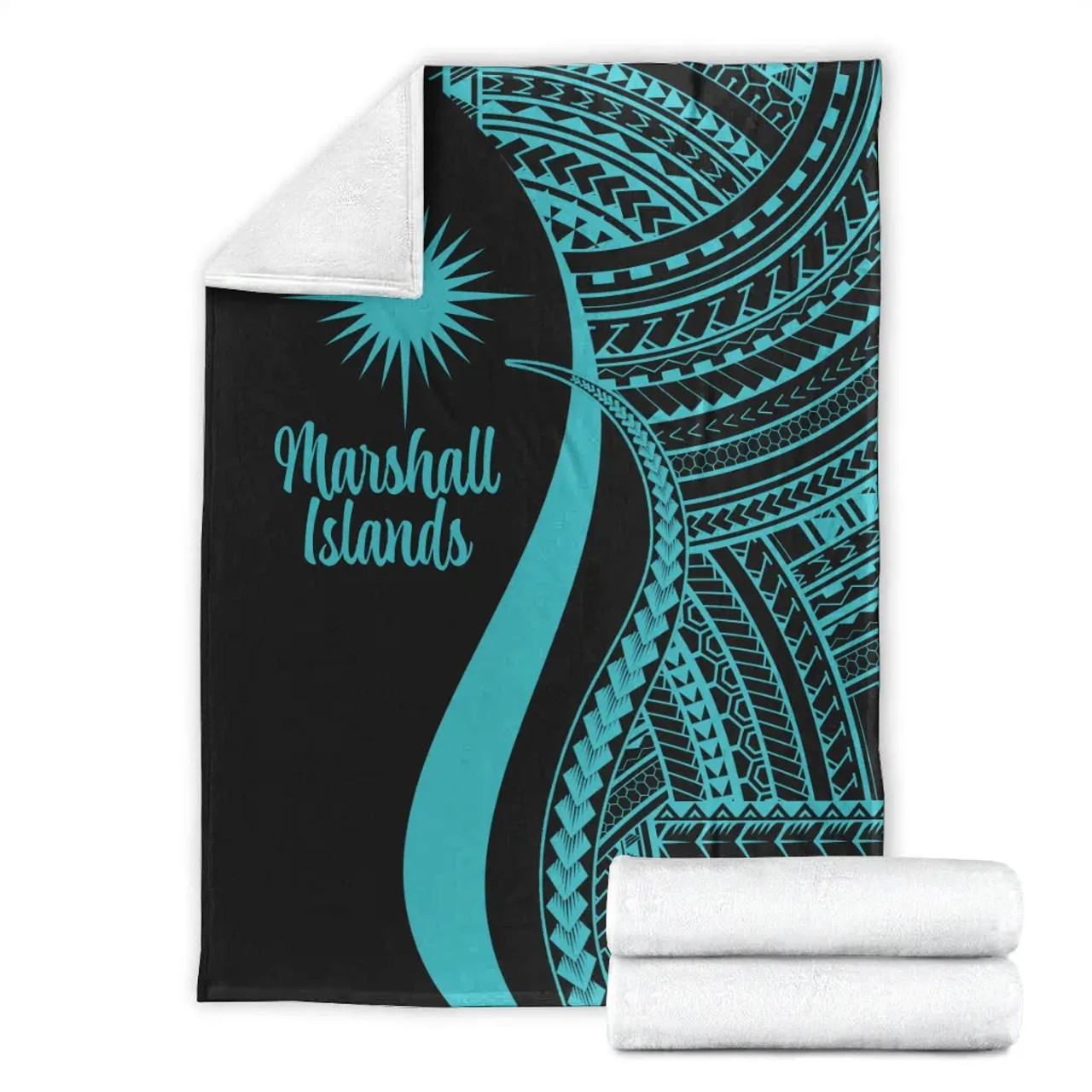 Marshall Islands Premium Blanket - Turquoise Polynesian Tentacle Tribal Pattern 7