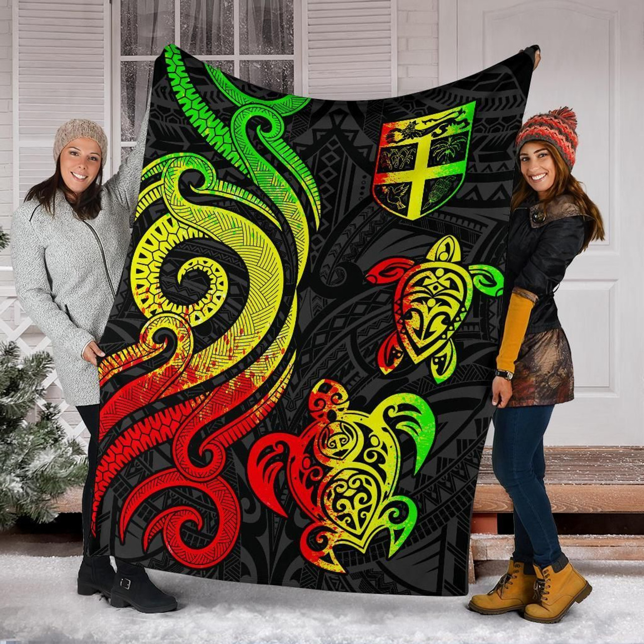 Fiji Polynesian Premium Blanket - Reggae Tentacle Turtle 6