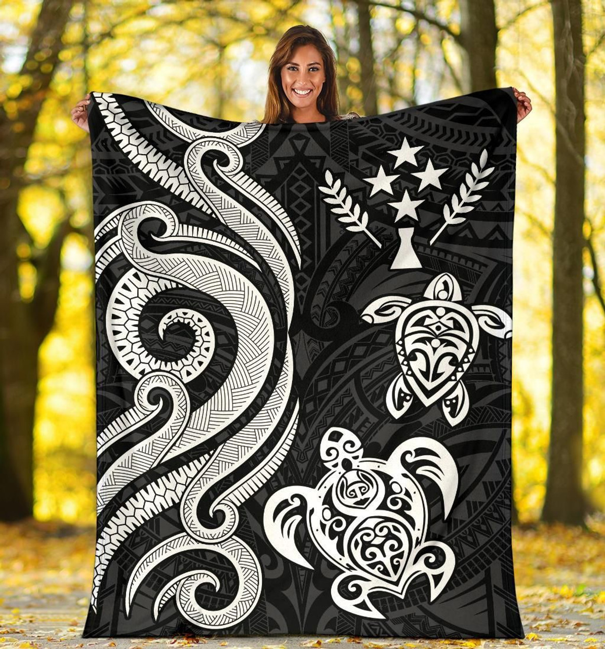 Kosrae Micronesian Premium Blanket - White Tentacle Turtle 5