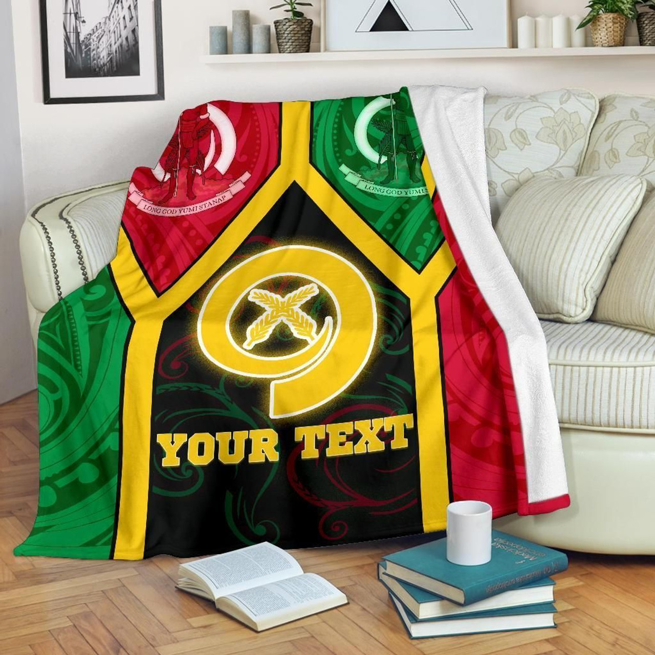 Polynesian Vanuatu Custom Personalised Premium Blanket - Vanuatu Flag and Coat Of Arms 18 1