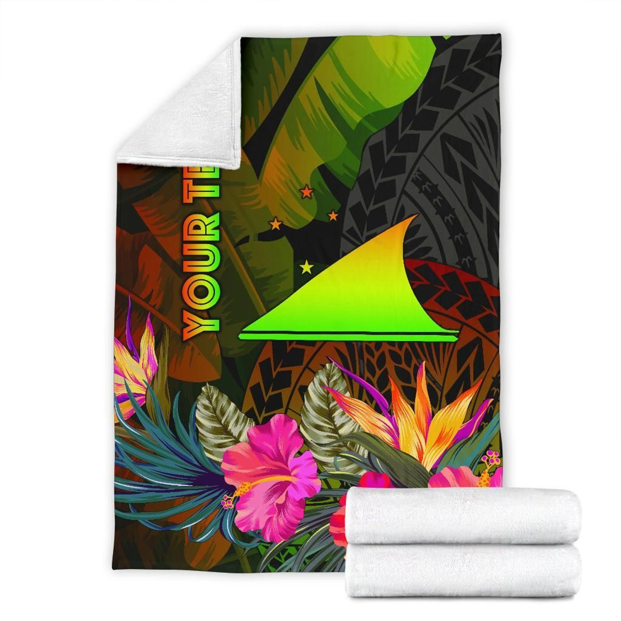 Tokelau Polynesian Personalised Premium Blanket - Hibiscus and Banana Leaves 7