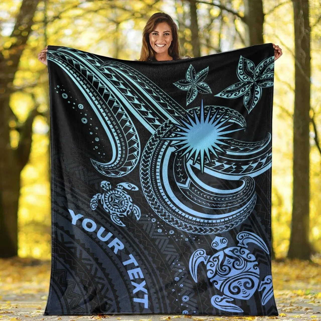 Marshall Islands Custom Personalised Premium Blanket- Blue Turtle 5