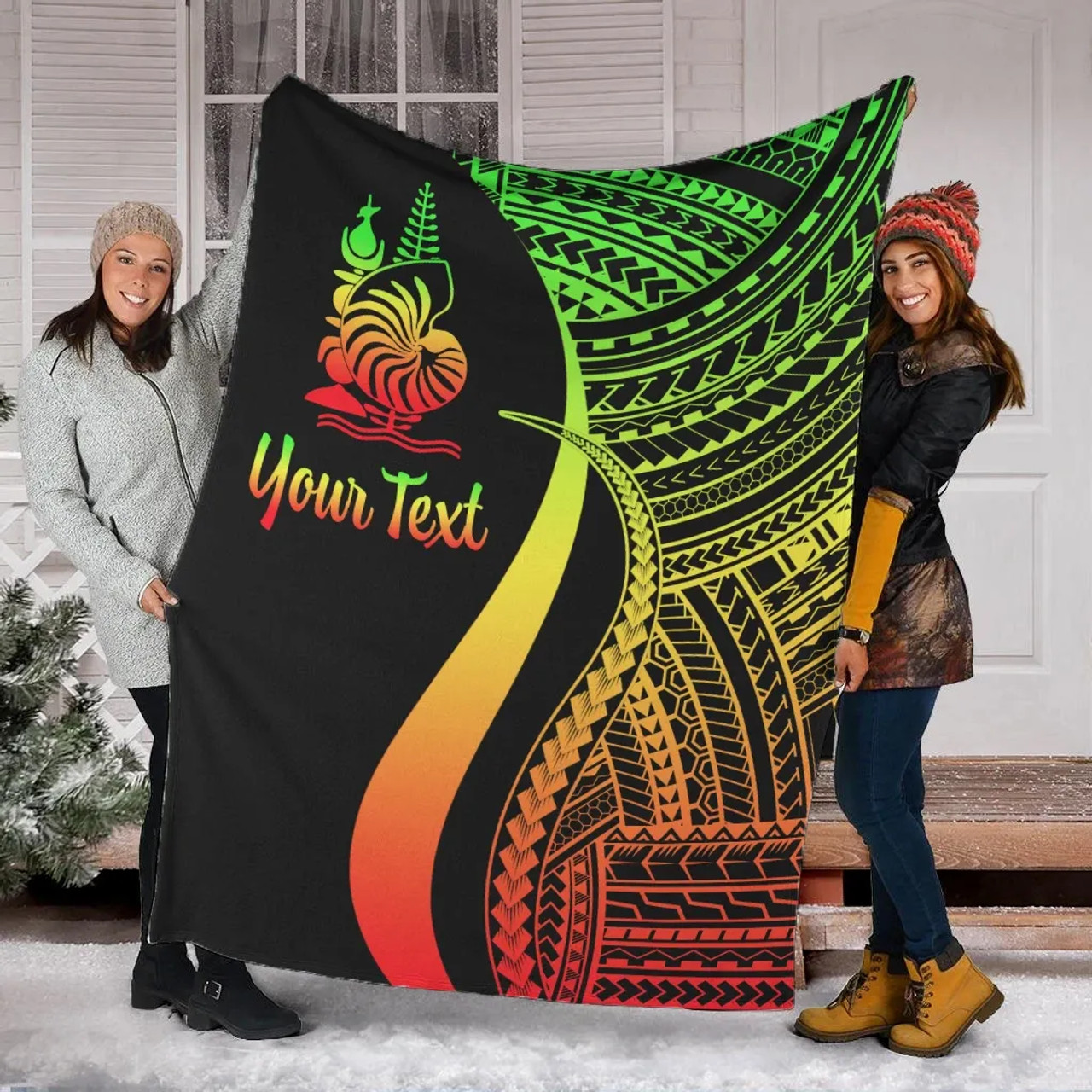 New Caledonia Custom Personalised Premium Blanket - Reggae Polynesian Tentacle Tribal Pattern Crest 1