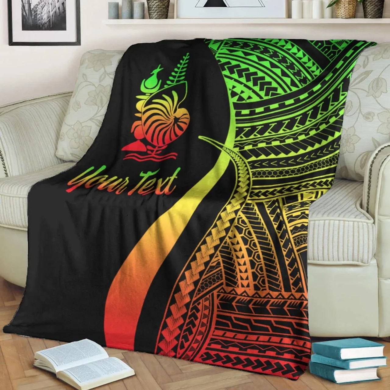 New Caledonia Custom Personalised Premium Blanket - Reggae Polynesian Tentacle Tribal Pattern Crest 3