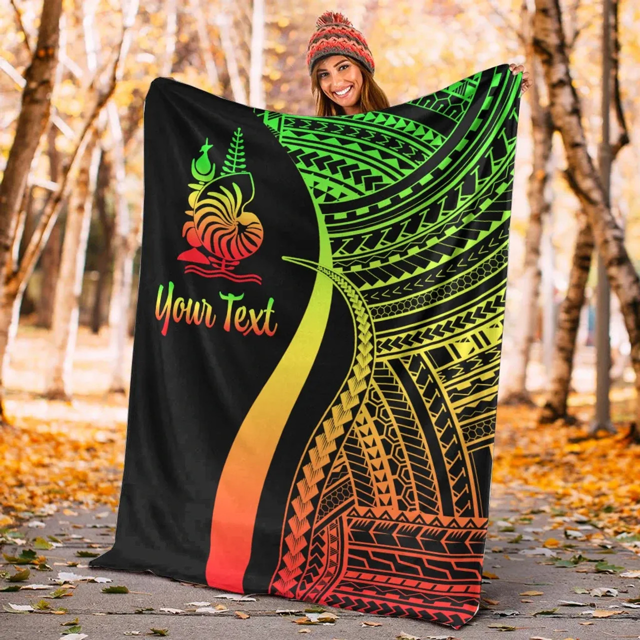 New Caledonia Custom Personalised Premium Blanket - Reggae Polynesian Tentacle Tribal Pattern Crest 5