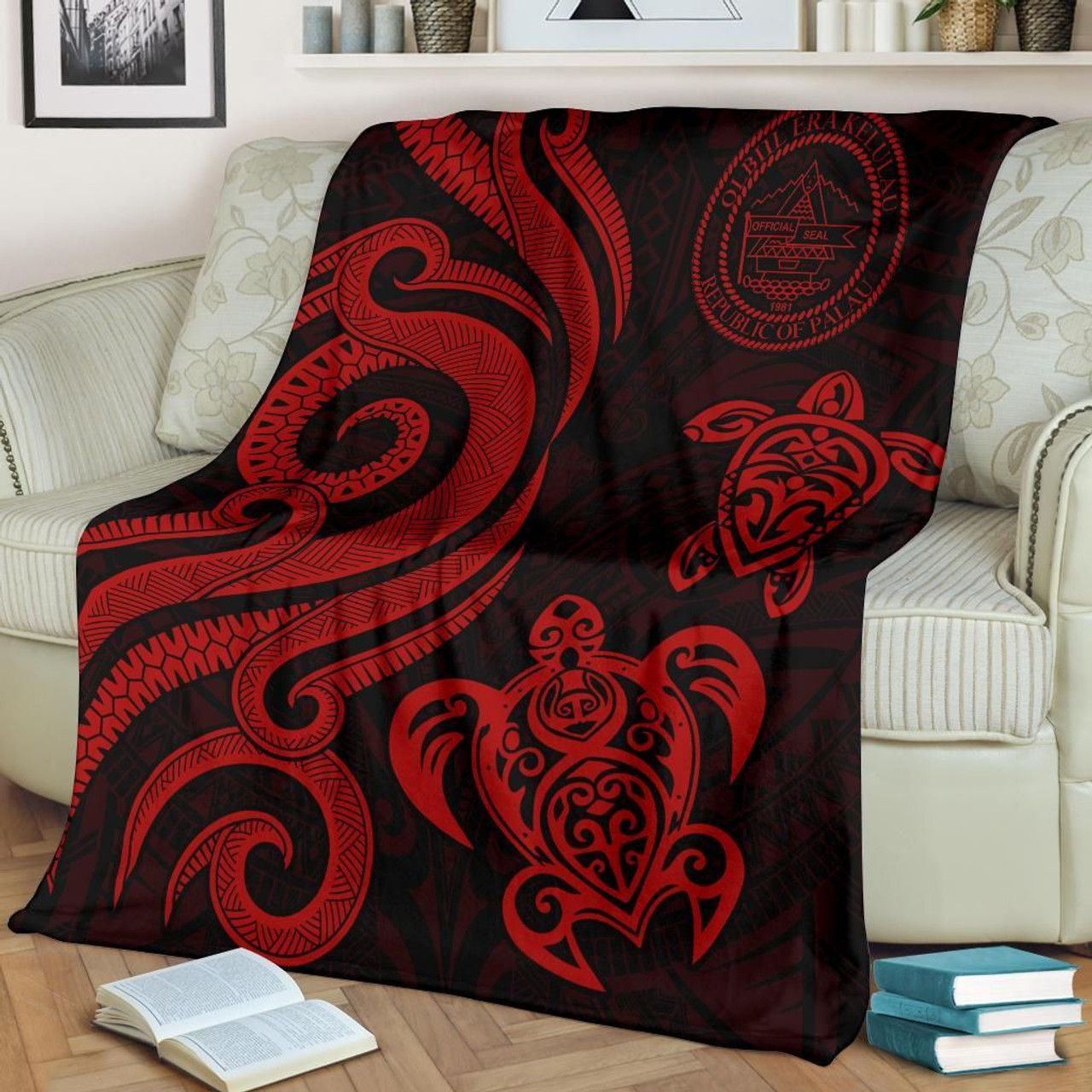 Palau Premium Blanket - Red Tentacle Turtle 2