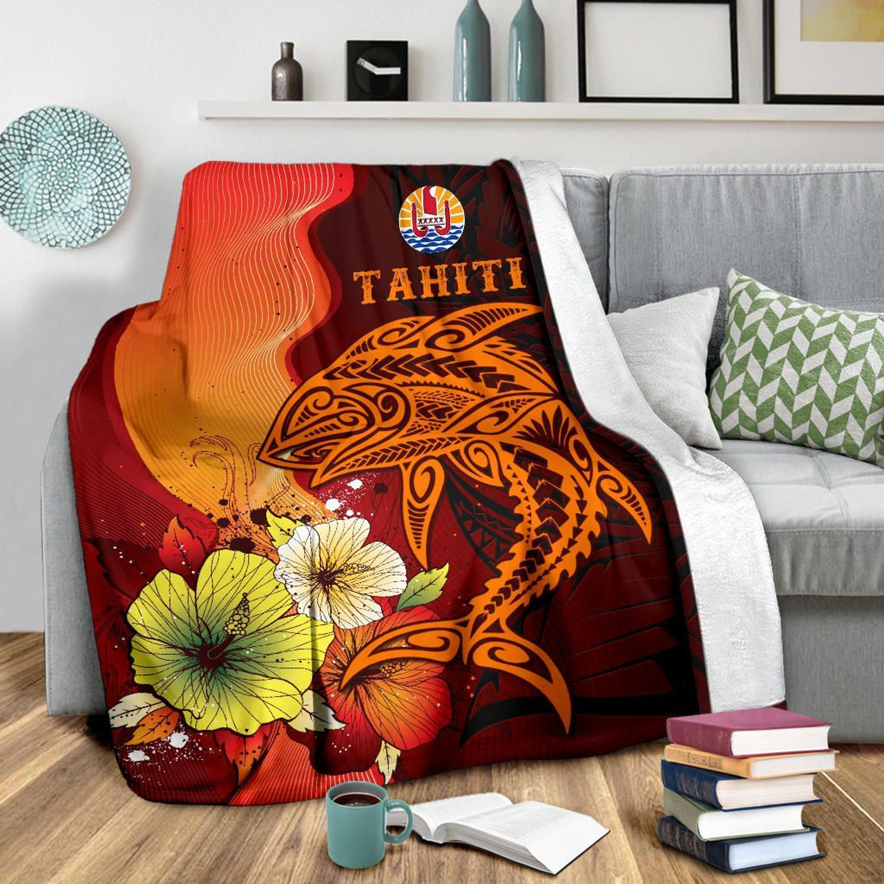 Tahiti Premium Blankets - Tribal Tuna Fish 3