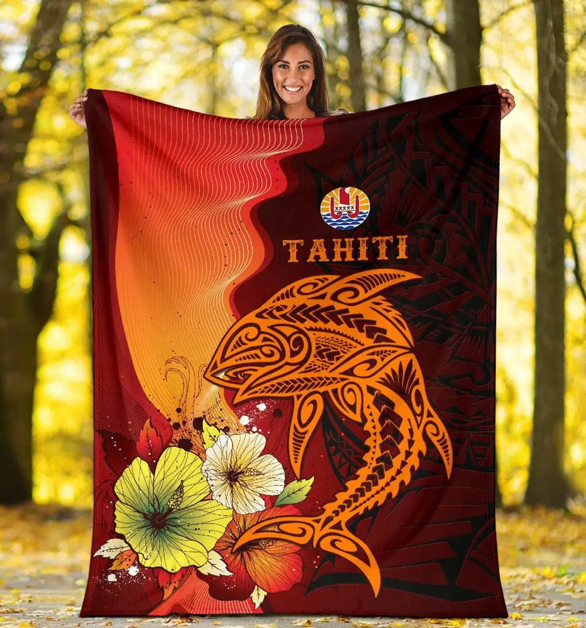Tahiti Premium Blankets - Tribal Tuna Fish 5