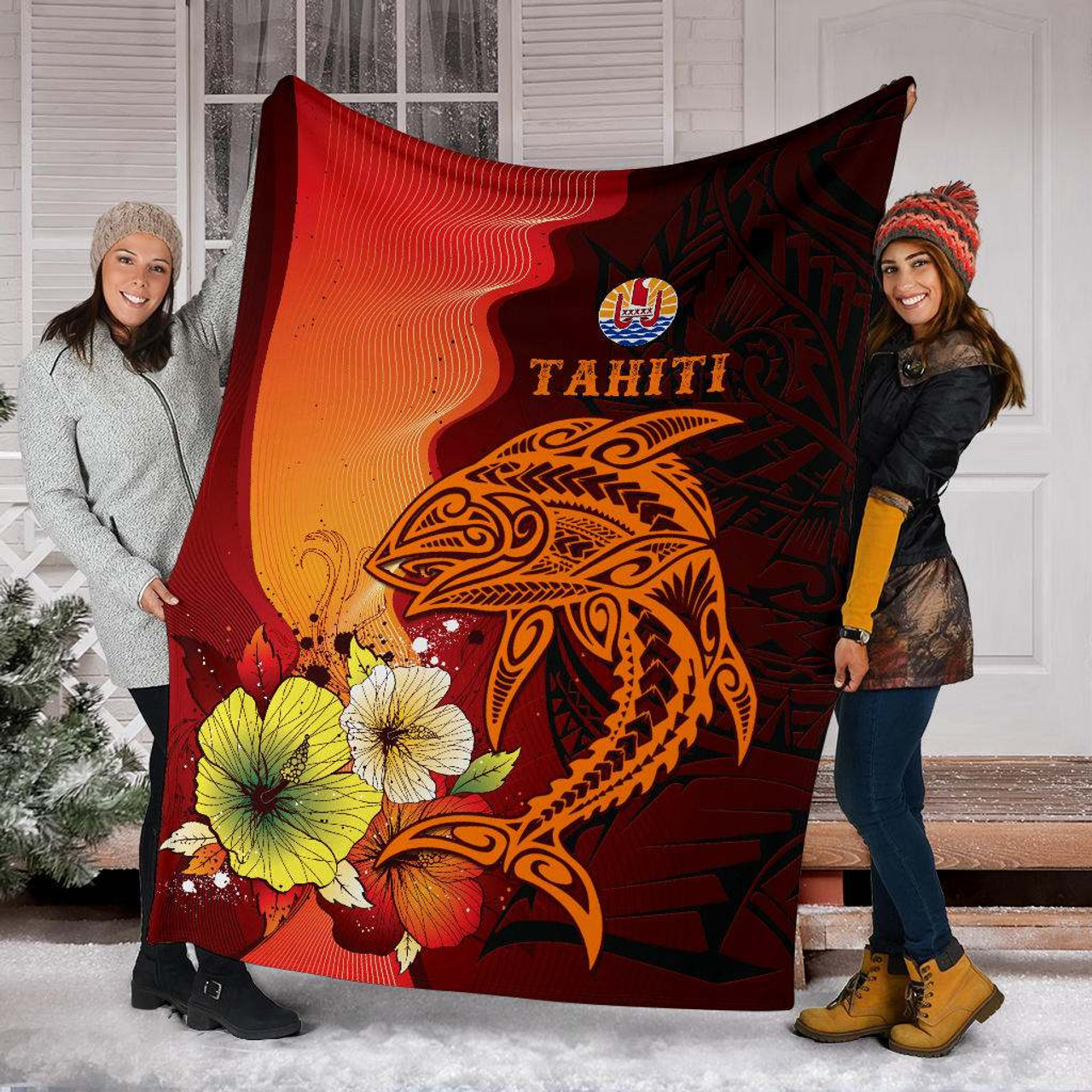 Tahiti Premium Blankets - Tribal Tuna Fish 6