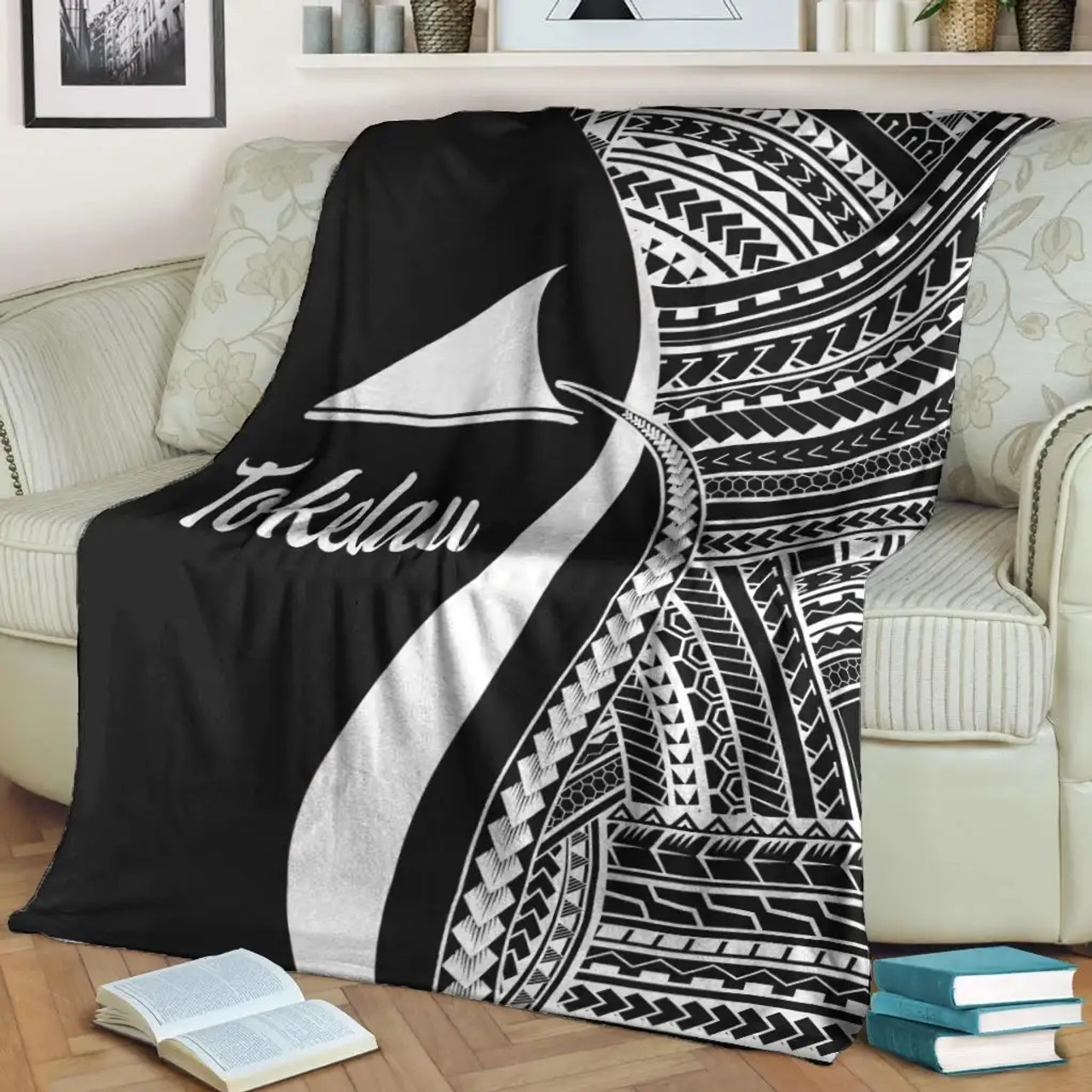 Tokelau Premium Blanket - White Polynesian Tentacle Tribal Pattern 3