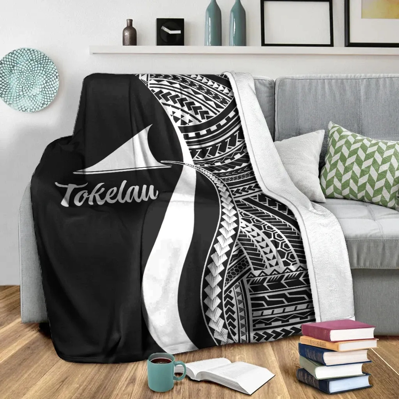 Tokelau Premium Blanket - White Polynesian Tentacle Tribal Pattern 4