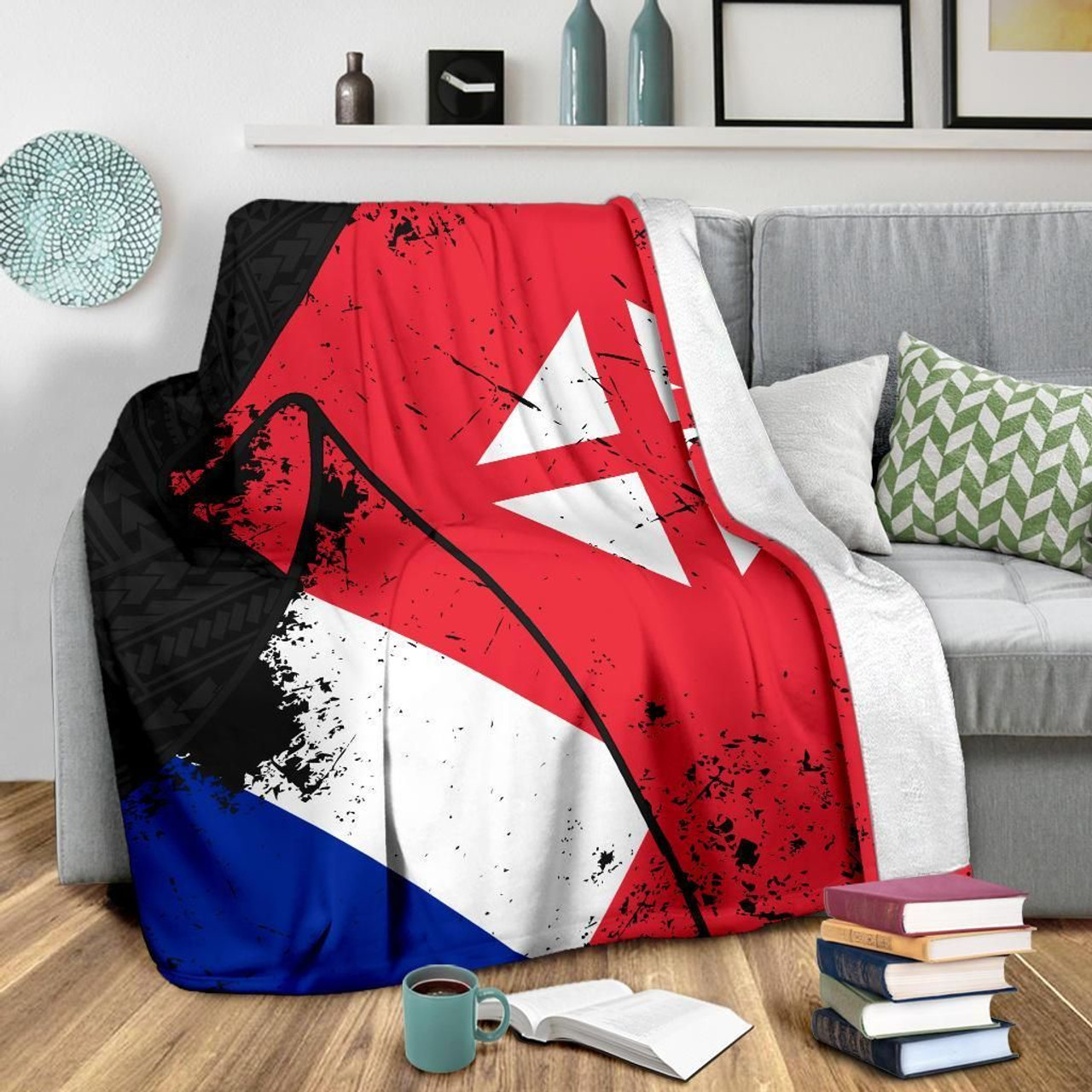 Wallis And Futuna Special Grunge Flag Premium Blanket 3