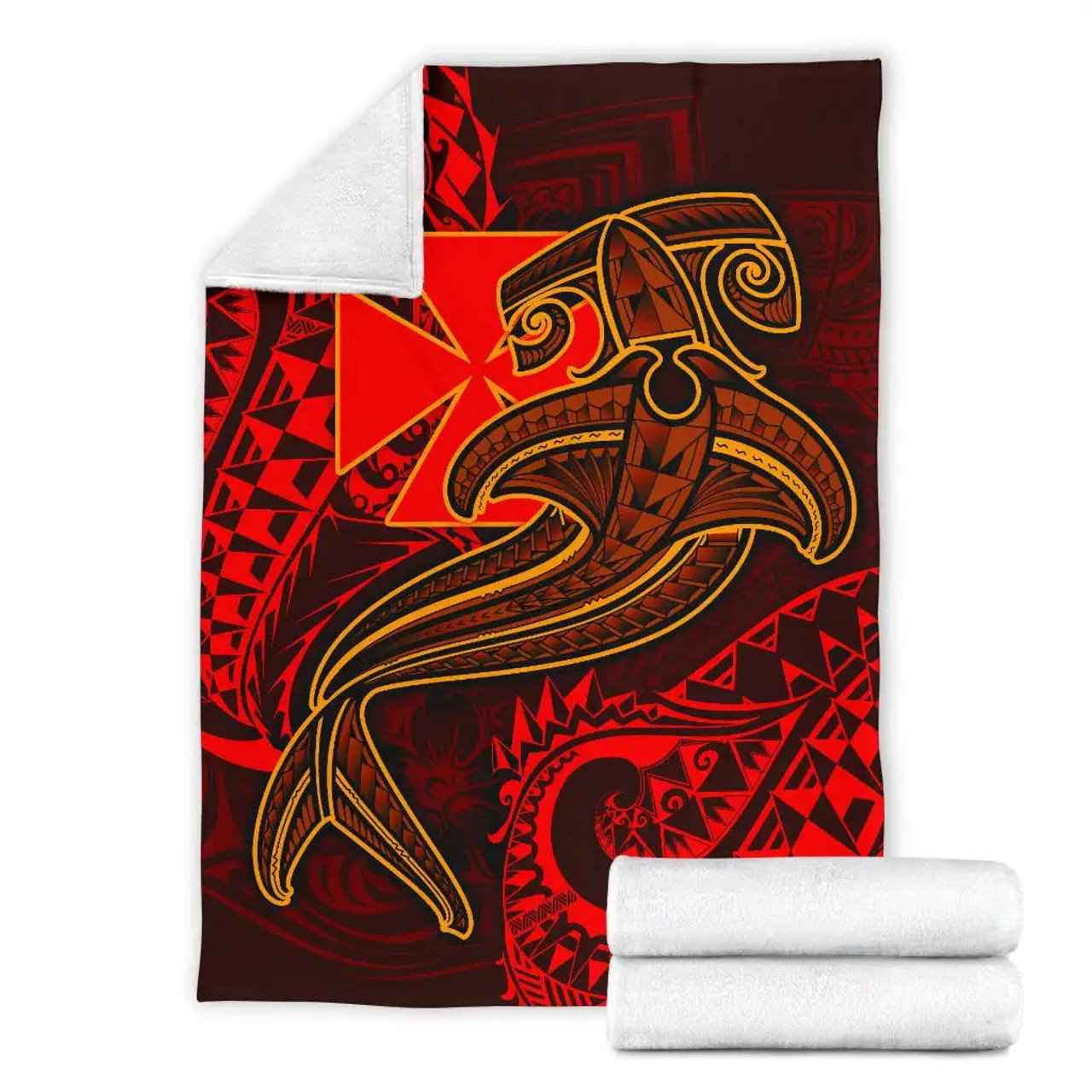 Polynesian Wallis and Futuna  Premium Blanket - Red Shark Polynesian Tattoo 7