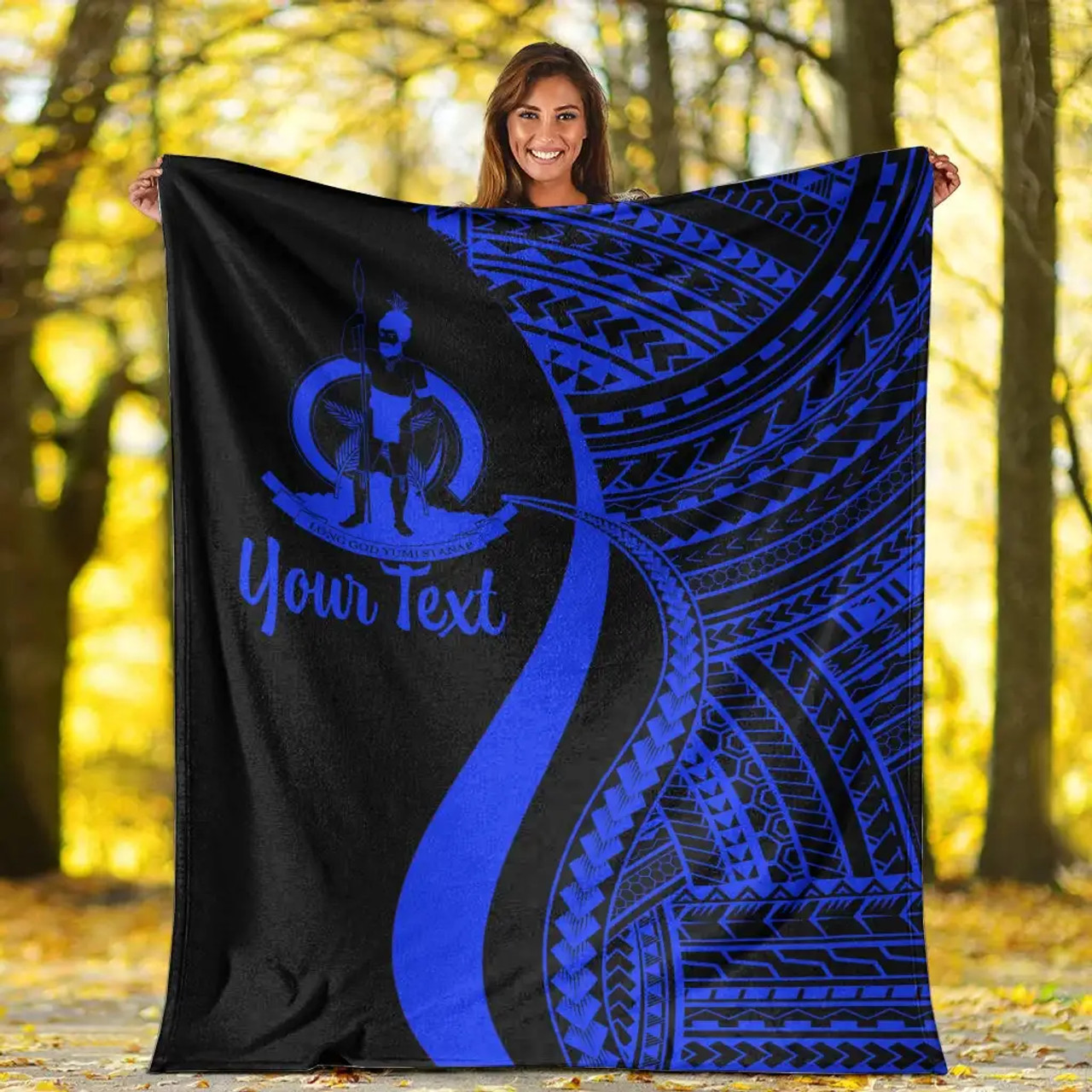Vanuatu Custom Personalised Premium Blanket - Blue Polynesian Tentacle Tribal Pattern 6