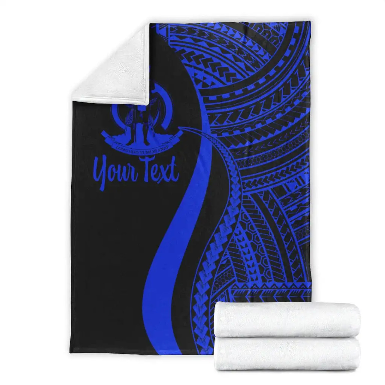 Vanuatu Custom Personalised Premium Blanket - Blue Polynesian Tentacle Tribal Pattern 7