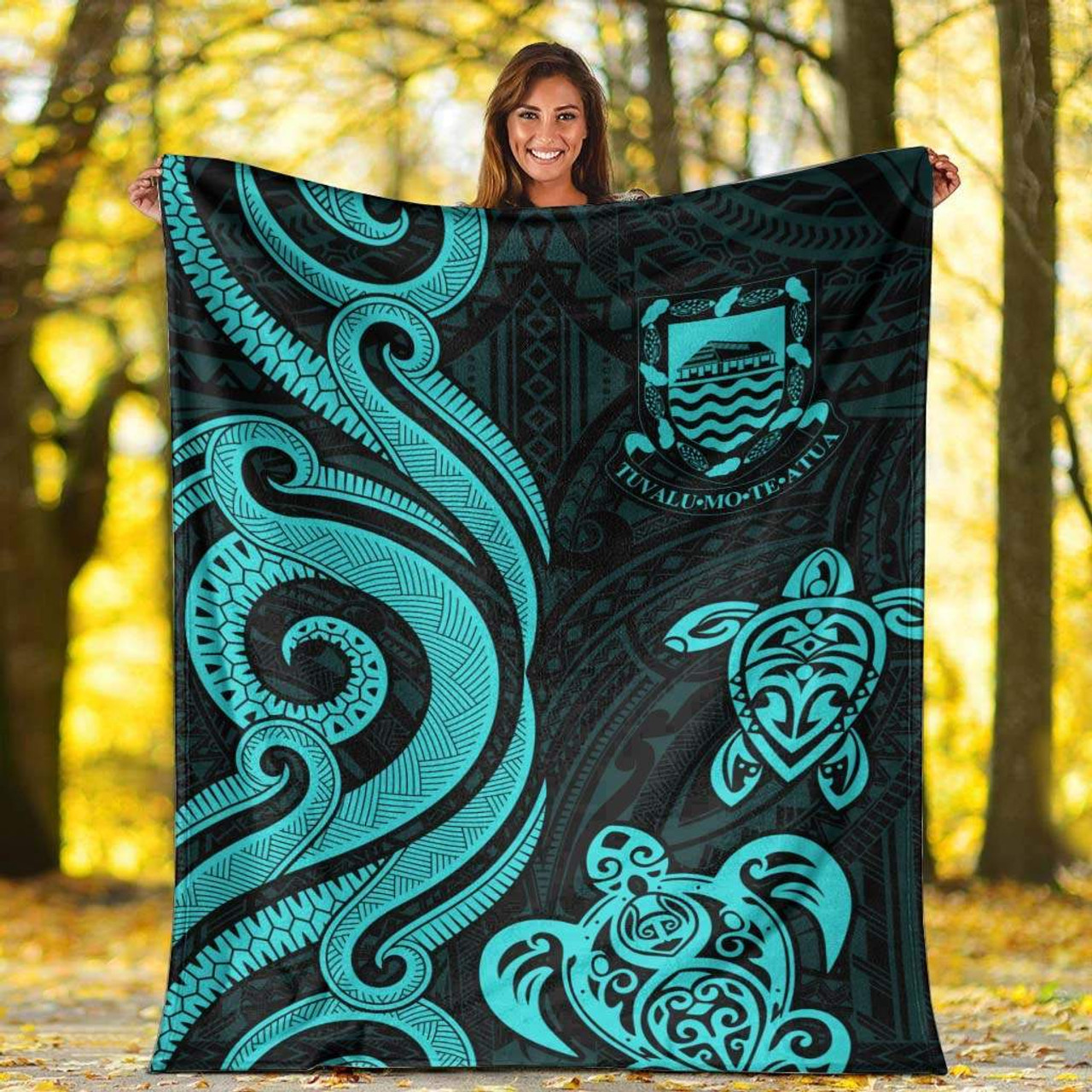 Tuvalu Premium Blanket - Turquoise Tentacle Turtle 2