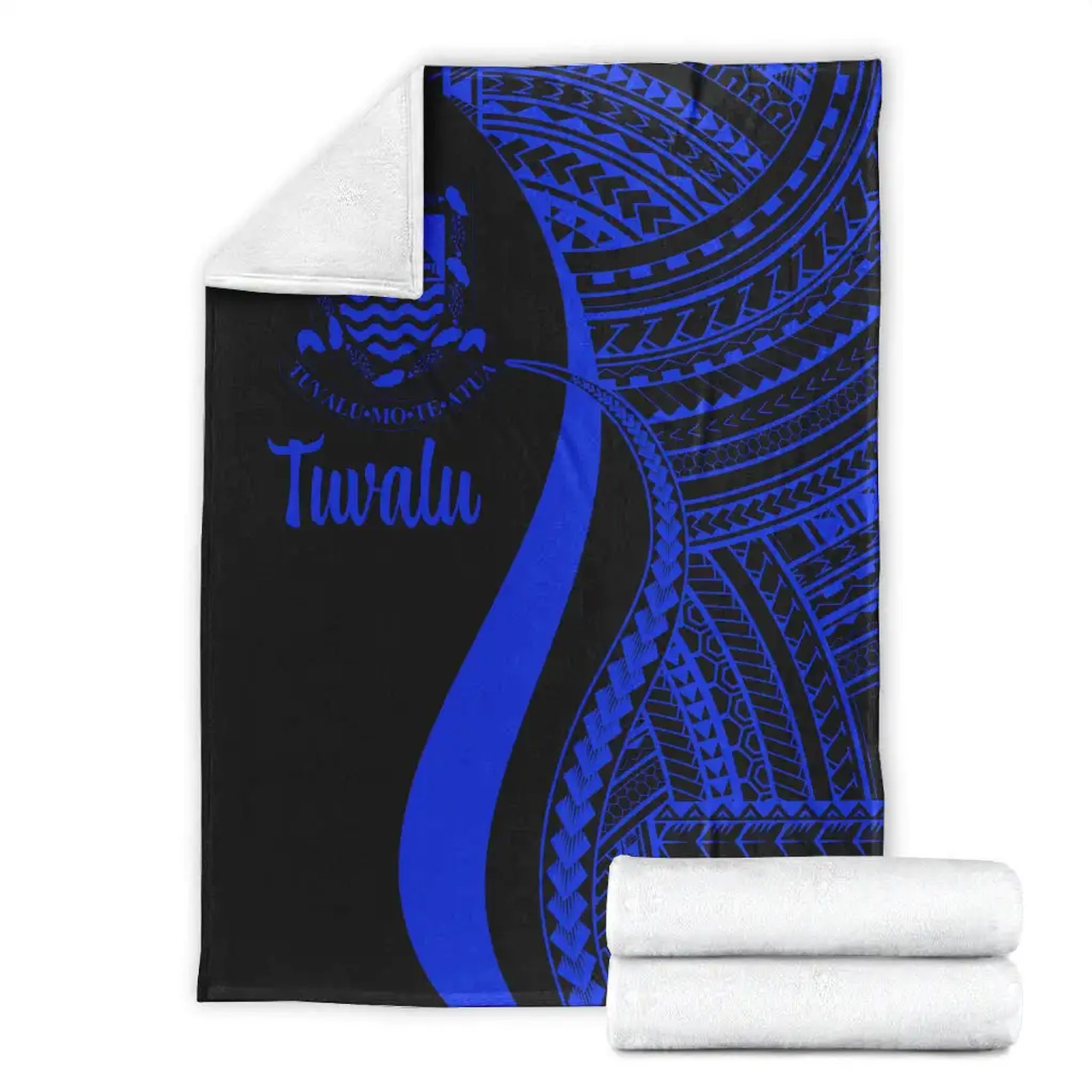 Tuvalu Premium Blanket - Blue Polynesian Tentacle Tribal Pattern 7