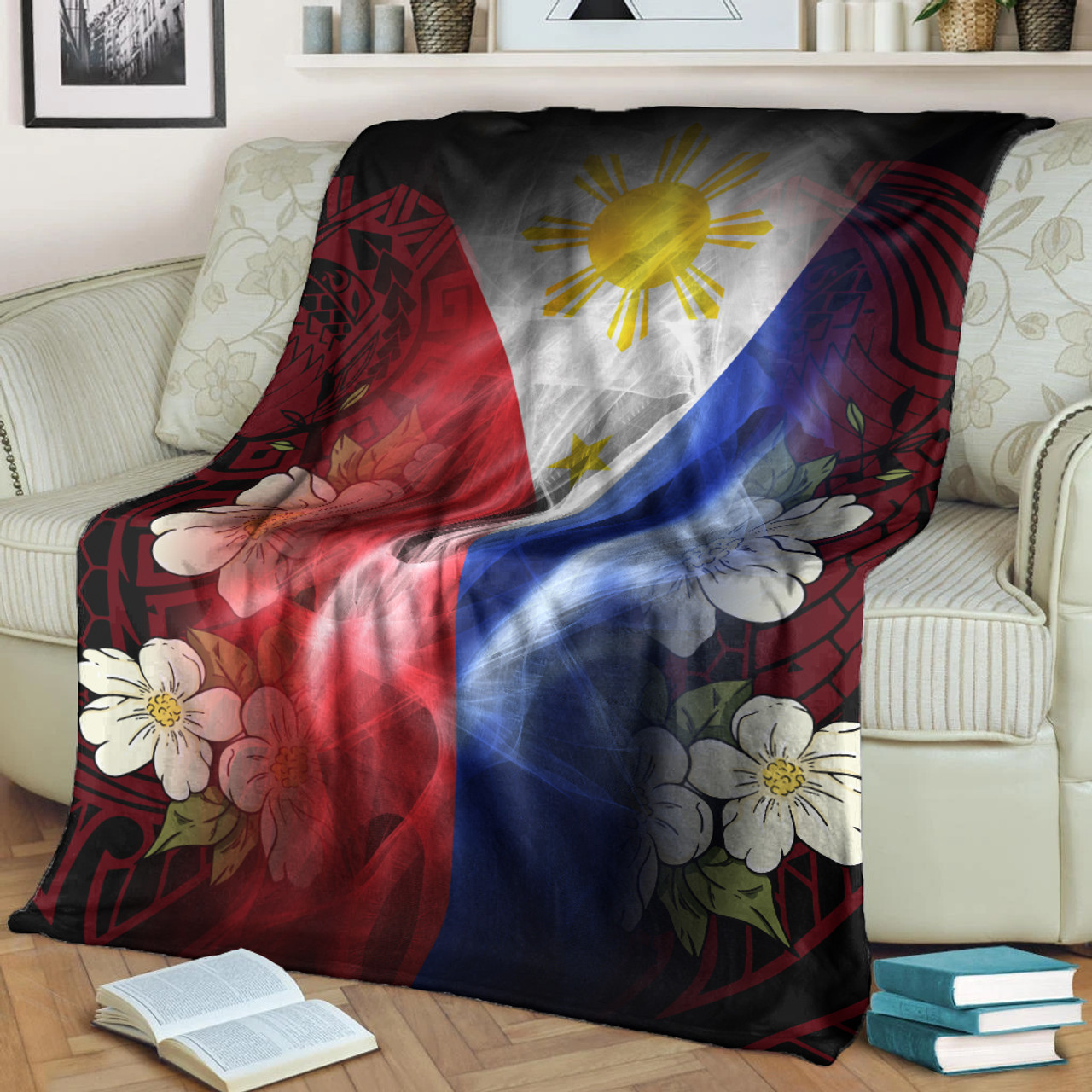 The Philippines Premium Blanket - Filipino Flag with Islander Patterns