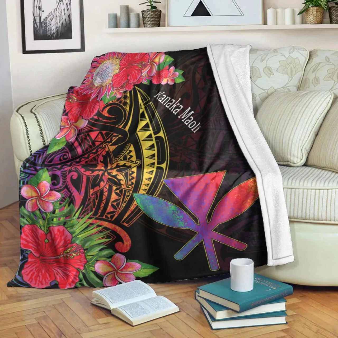 Hawaii Kanaka Maoli Premium Blanket - Tropical Hippie Style 1