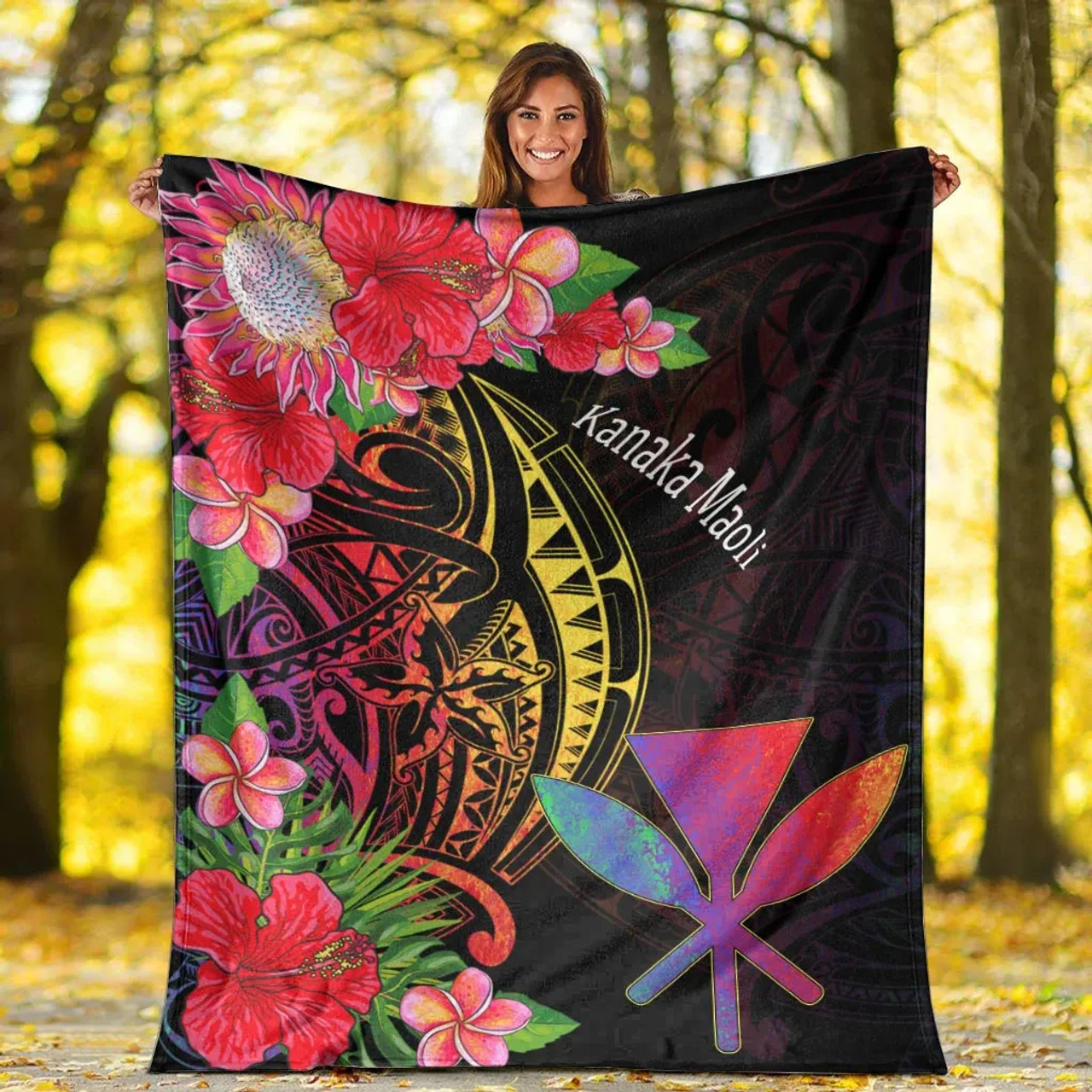 Hawaii Kanaka Maoli Premium Blanket - Tropical Hippie Style 5