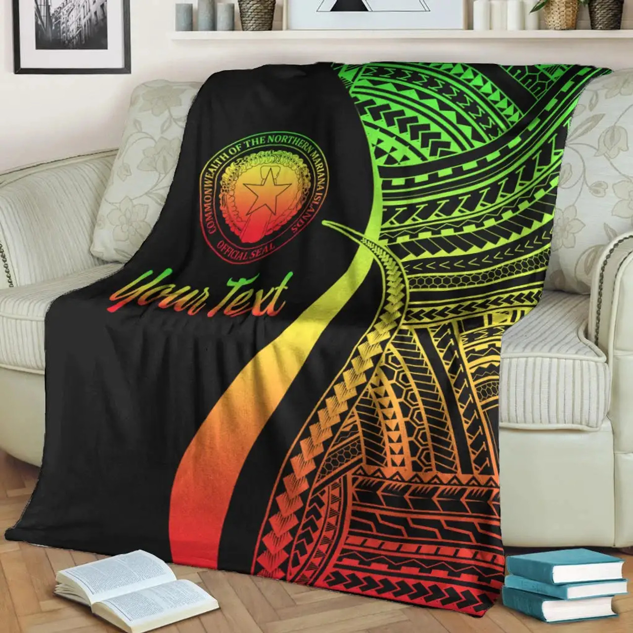 Northern Mariana Islands Custom Personalised Premium Blanket - Reggae Polynesian Tentacle Tribal Pattern 3