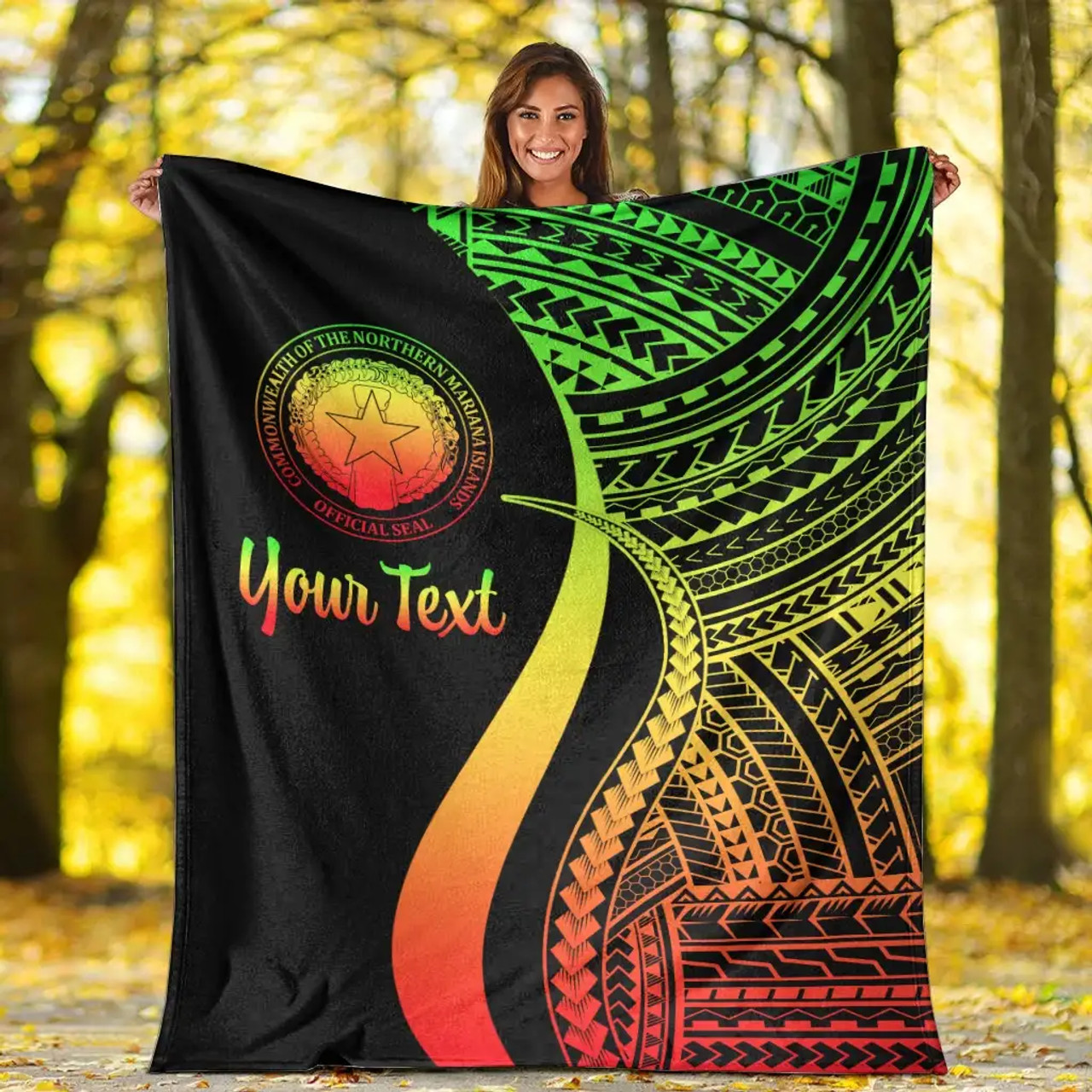 Northern Mariana Islands Custom Personalised Premium Blanket - Reggae Polynesian Tentacle Tribal Pattern 6
